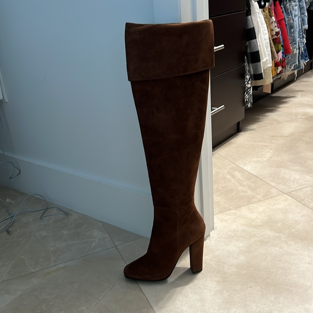 Brown Suede Knee-High Boots Giuseppe zanotti